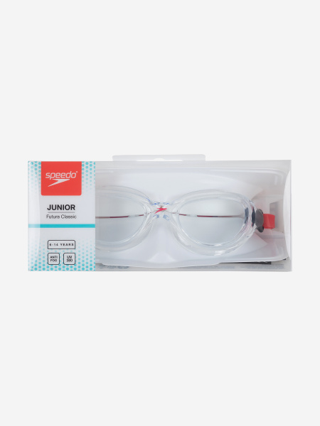 Очки для плавания Speedo Futura Classic Junior детские (прозрачные; красный/прозрачный)